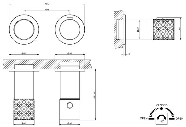 Parte esterna miscelatore doccia termostatico doccia a parete 2 vie brushed brass intreccio 70134 Gessi