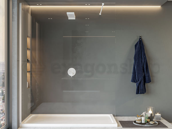Walk in parete doccia fissa 120 cm vetro trasparente 8 mm H 200 cm bianco opaco