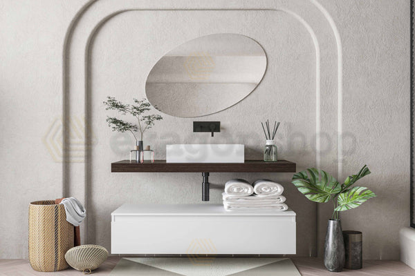Mobile bagno caffe bianco opaco 120x50 Oasy un cassetto con top e lavabo rettangolare da appoggio