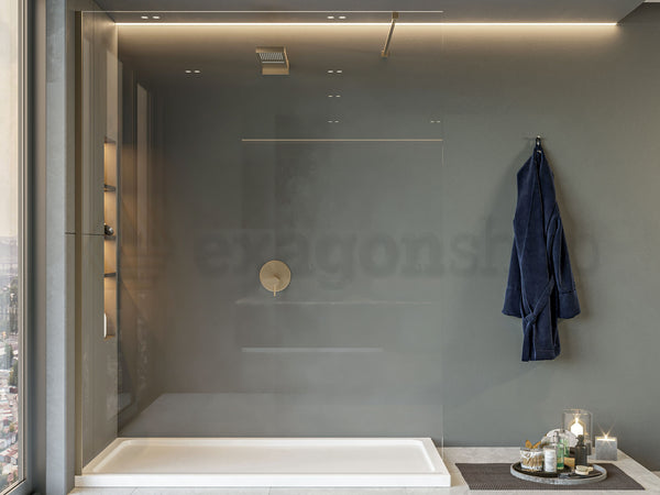 Walk in parete doccia fissa 140 cm vetro trasparente 8 mm H 200 cm oro
