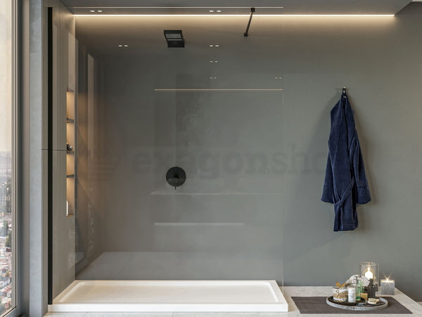 Walk in parete doccia fissa 100 cm vetro trasparente 8 mm H 200 cm nero opaco