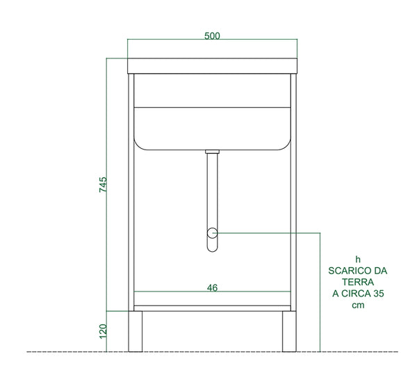 Lavatoio 45x50 bianco con gocciolatoio