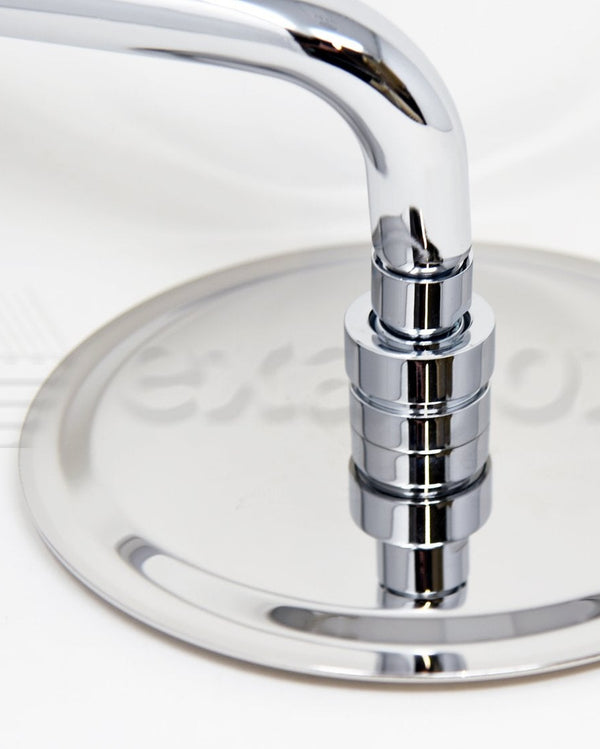 Set miscelatore doccia con soffione 20 cm slim cromo Smart Cromo Lucido, vista frontale della maniglia e della bocca di...