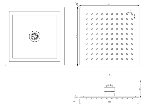 Set soffione 20x20 slim miscelatore doccia incasso 2 vie braccio 33 cm e doccetta cromo Smart