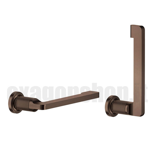 Porta rotolo a parete orizzontale o verticale rame spazzolato 708 Inciso 58455 Gessi