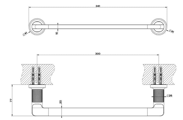 Porta Salviette 30 cm a Parete Rame Spazzolato 708 Inciso 658497 Gessi