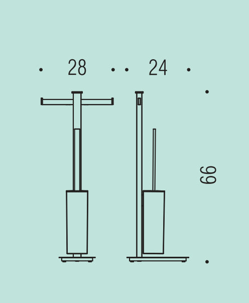 Colombo Design Units B9108 piantana con doppio portartolo e portascopino a pavimento Cromo