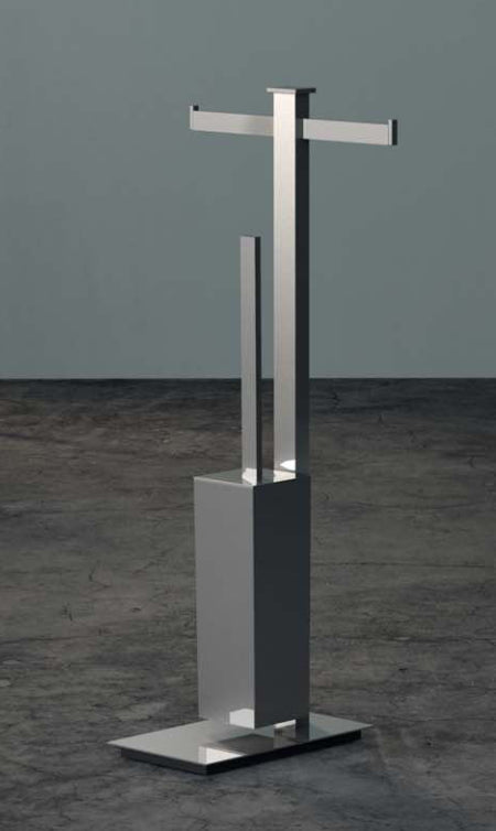 Colombo Design Units B9108 piantana con doppio portartolo e portascopino a pavimento Cromo