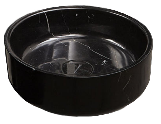 Antonio Lupi Opale Lavabo Tondo Soprapiano Cm 50 In Nero Marquinia