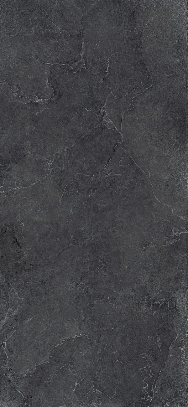 Cotto D'Este Kerlite Lithos 6plus Pavimento Rivestimento Carbon Lt in porcellana, superficie e texture ravvicinata del...