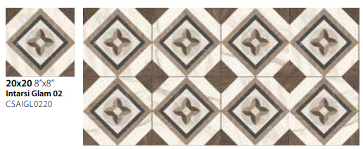 Pavimento 20x20 con decoro Effetto Legno In Gres Porcellanato Glam 02 Ceramica Sant Agostino Intarsi CSAIGL0220