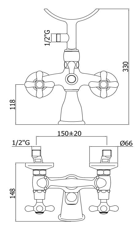 Paffoni Iris Irv027 Gruppo vasca classico esterno con doccetta supporto snodato e flessibile 150 cm cromo