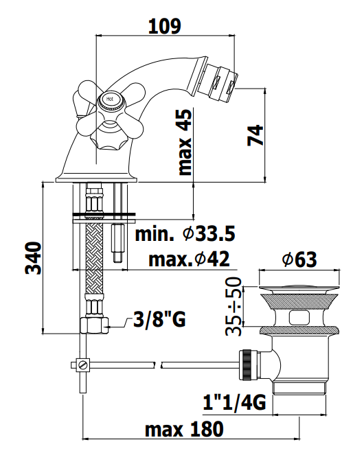 Paffoni Iris IRV125 gruppo bidet monoforo classico con scarico automatico cromo