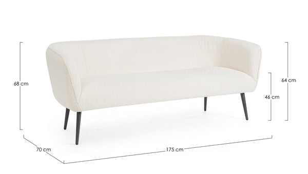 Andrea Bizzotto Avril divano 3 posti Effetto Boucle Bianco 0748309