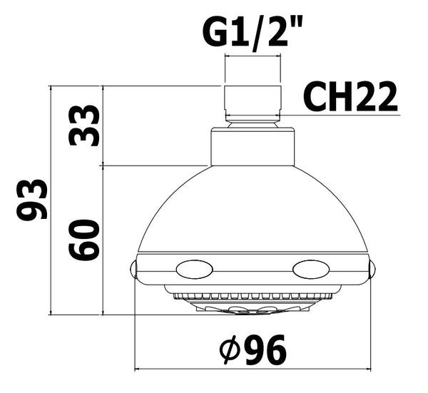 Paffoni Ischia Zsof030 soffione 96 mm a 3 getti anticalcare in abs cromo