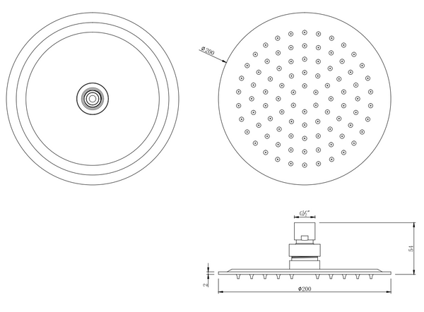 Soffione Doccia 20 cm tondo Slim 2 mm in Acciaio Smart