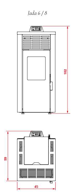 Royal Jada 6 Stufa A Pellet Ad Aria 6 Kw in Acciaio Rosso