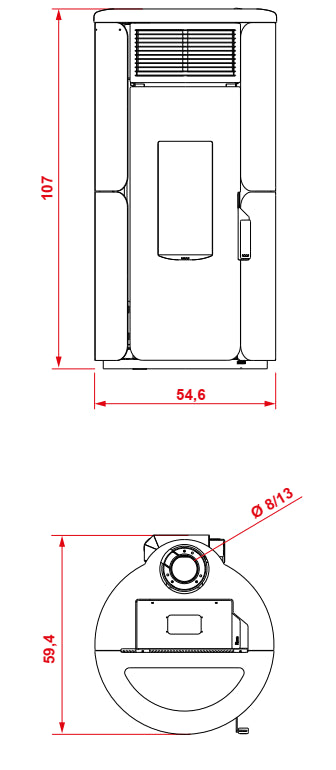 Royal Grazia E AIR 80 Stufa a pellet ad aria ermetica uscita fumi superiore 8kw nero