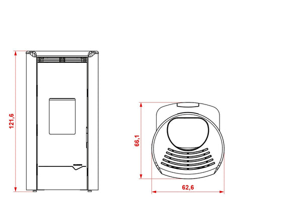 Stufa A Pellet ecofire ad acqua o aria 20kw Con Top In Ghisa e Acciaio Rosso Palazzetti Jackie Idro 20