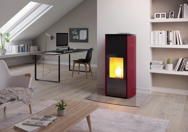 Palazzetti Giorgia 9 Ecofire Stufa A Pellet Ad Aria 9kw Con Top In Ghisa E Rivestimento Stondato In Acciaio Ross