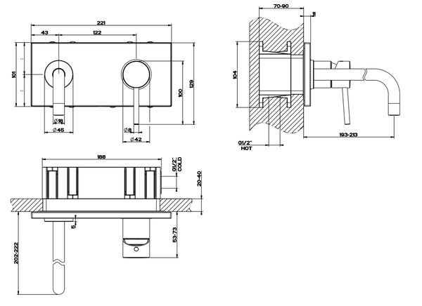Via Tortora 44827 Gessi Parte Esterna Miscelatore A Parete senza parte incasso Cromo