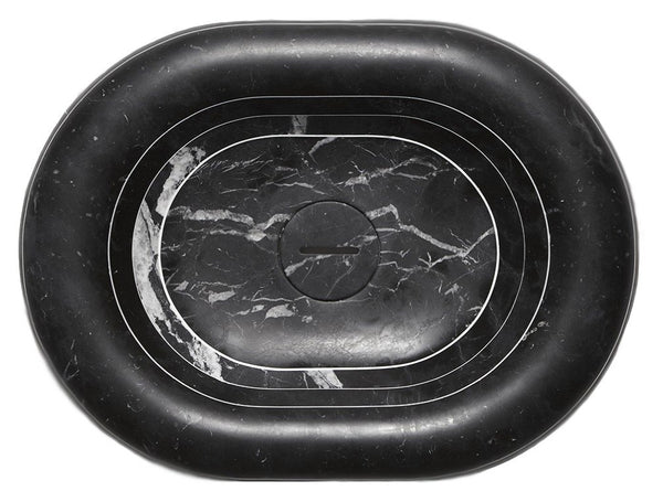 Antonio Lupi Rigati Lavabo Ovalo 45x60 Cm In Nero Marquinia