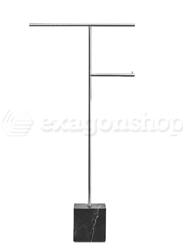 Piantana portasciugamani 65x31,5 In Ottone Finitura Nikel Satinato E Base Nero Marquinia Antonio Lupi Bivio2