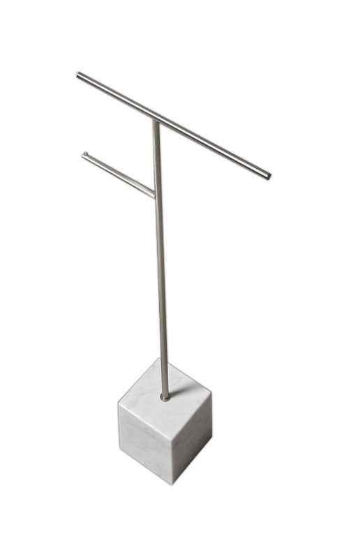 Piantana portasciugamani 65x31,5 In Ottone Finitura Cromo Lucido E Base In Marmo Di Carrara Bivio2 Antonio Lupi