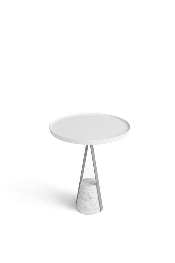 Antonio Lupi Halo 2b Tavolino di design 40 Cm Con base in marmo di carrara bianco e Struttura In Ottone Verniciato Veneziano Goffrato