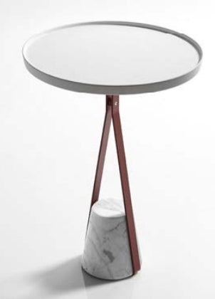 Antonio Lupi Halo 2b Tavolino di design 40 Cm Con base in marmo di carrara bianco e Struttura In Ottone Verniciato Veneziano Goffrato