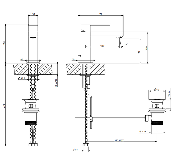 Gessi Rettangolo Miscelatore Lavabo con piletta Cromo 20001