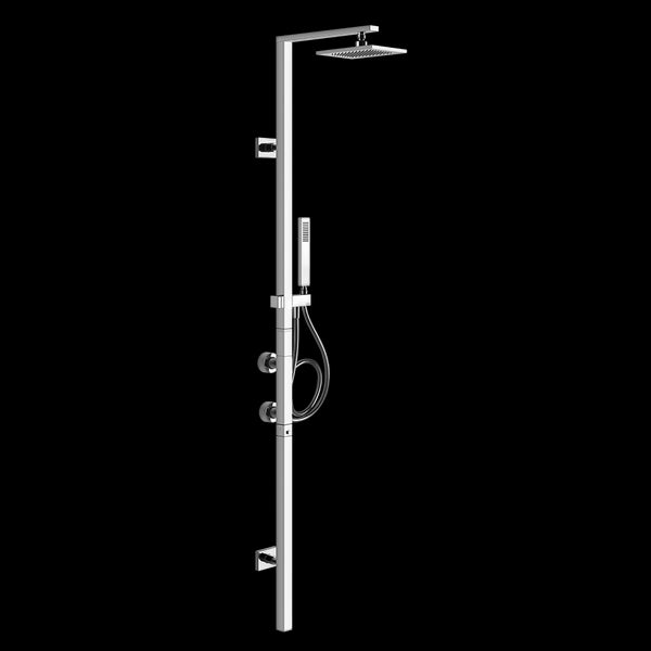 Miscelatore Termostatico a muro con soffione deviatore flessibile 150 cm e doccetta anticalcare Cromo Rettangolo Shower 23405 Gessi