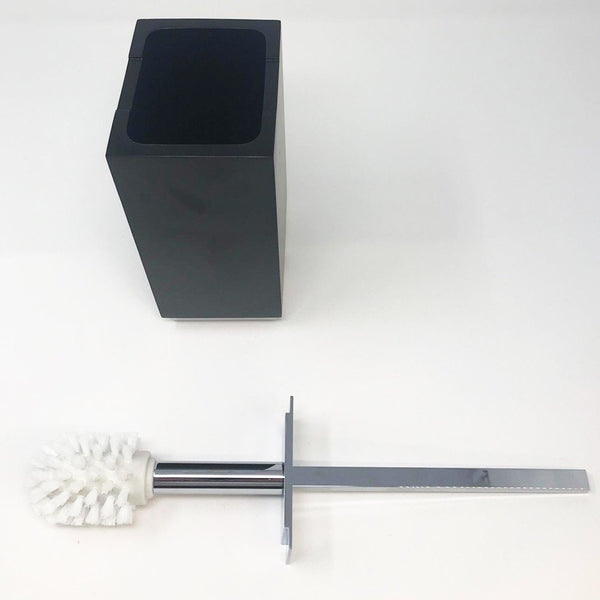 Porta Scopino wc da Appoggio Nero Cromo Rettangolo 20844 Gessi