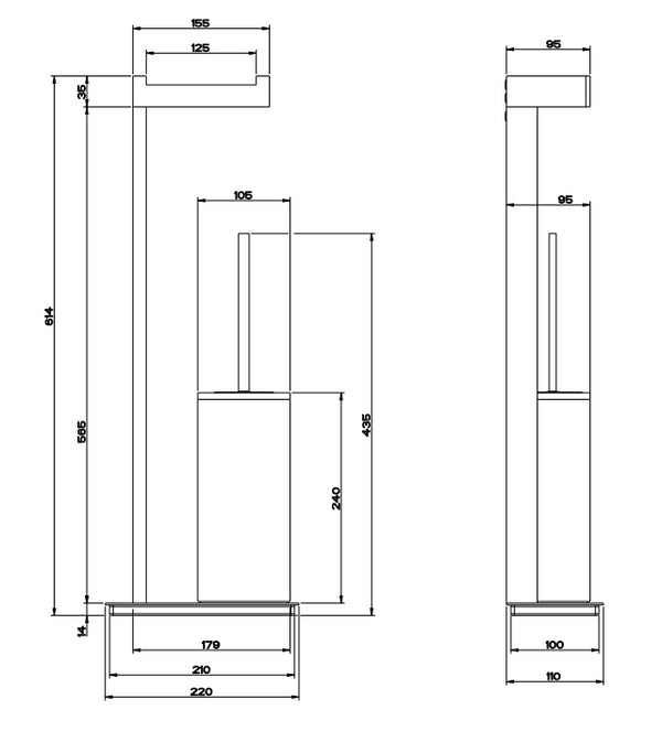 Piantana porta scopino portarotolo a pavimento Bianco Cromo Rettangolo 20933 Gessi