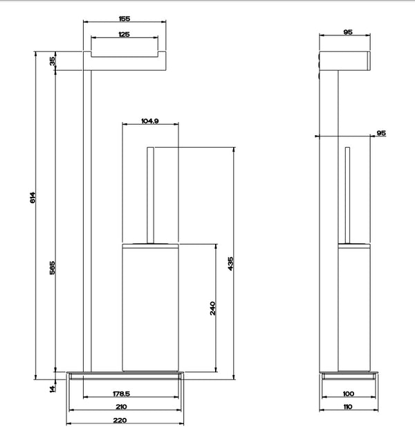 Piantana porta scopino portarotolo a pavimento nero Cromo Rettangolo 20934 Gessi