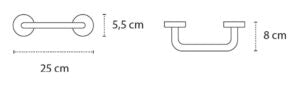Maniglia Di Sicurezza 25 Cm In Acciaio Inox Cromo New Line Cromo Lucido, vista laterale del profilo a muro - Exagonshop