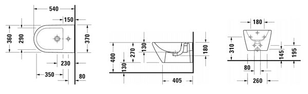 Bidet Sospeso Monoforo Con Troppo Pieno In Ceramica Bianco D-Neo 229415 Duravit