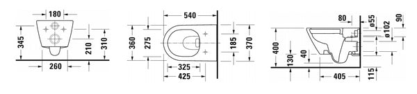 Vaso Sospeso Senza Brida A Cacciata Senza Sedile Bianco Lucido D-Neo 257709 Duravit