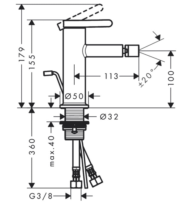 Axor One Miscelatore bidet Con Saltarello Cromo 48210000