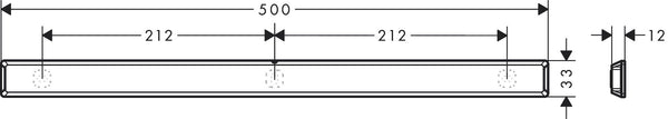 Barra Di Sostegno 50 cm da incollo o fissaggio a muro per accessori Wallstoris neroo Opaco Hansgrohe Wallstoris 27902670