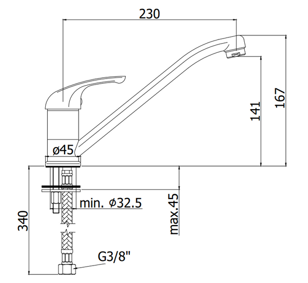Paffoni Apollo 3 Apm3182 Miscelatore Lavello cucina Cromo