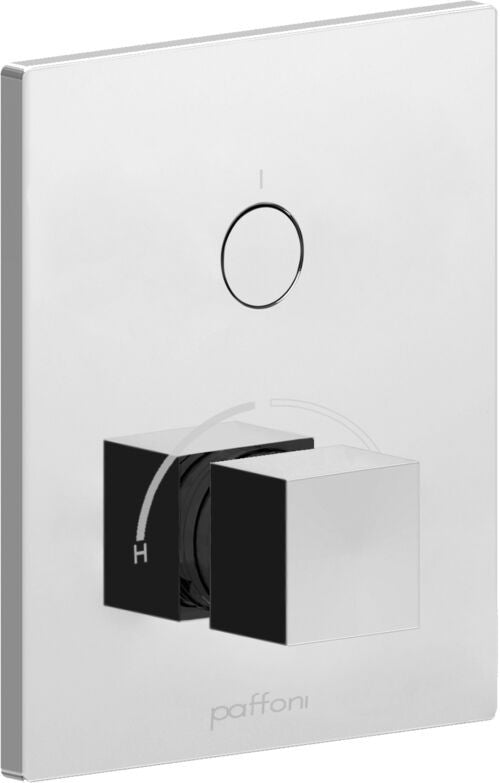 Paffoni Compactbox Cpm513 Miscelatore doccia ad incasso 1, dettaglio ravvicinato della finitura e del marchio