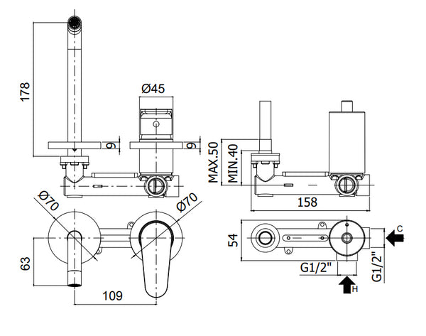 Paffoni Green Gr105cr70 Miscelatore lavabo Incasso 2 Fori Cromo