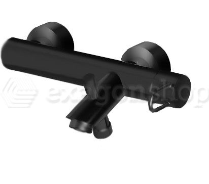 Paffoni Joker Jk022 Miscelatore Vasca Senza Duplex Nero ambientato in box doccia con pareti in vetro