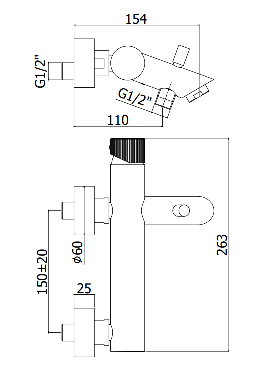 Paffoni Jo Jo026cr Miscelatore Vasca Con supporto a muro fisso in ABS con doccia e flessibile Cromo