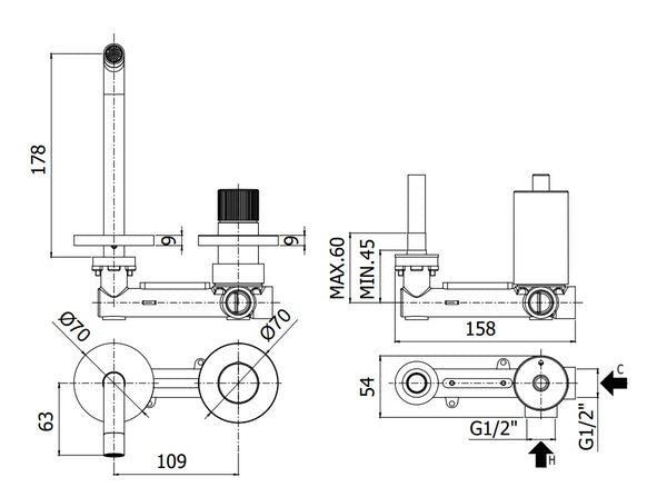 Paffoni Jo Jo104no70 Miscelatore lavabo Incasso Nero Opaco