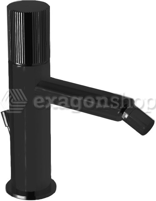 Paffoni Jo Jo135no Miscelatore Bidet Con Scarico Nero Opaco, dettaglio ravvicinato della finitura e del marchio