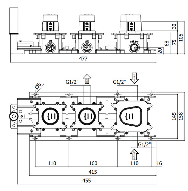 Paffoni Modular box Mdbox000 Corpo Incasso Termostatico Incasso Doccia Vasca 2 Funzioni Con raccordo set doccia