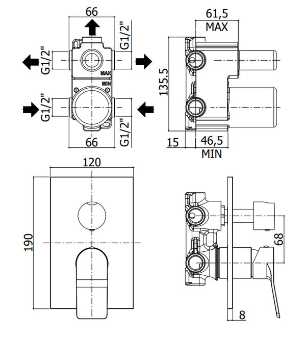 Paffoni Tilt Ti019cr Miscelatore doccia Incasso con Deviatore Con 3 Uscite Cromo