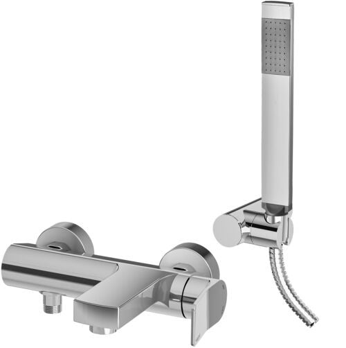 Paffoni Tilt Ti026cr Miscelatore Vasca Con doccetta Cromo ambientato in box doccia con pareti in vetro